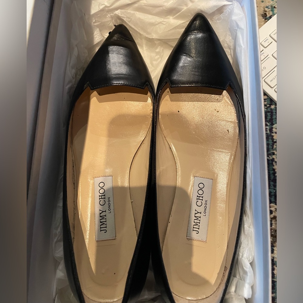 Jimmy Choo Black Patent Leather Ballet flats, Size 38.5